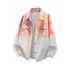 Nueva camisa degradada tie-dye estilo americano para hombre 2026, camisa casual de corte holgado a la moda, prenda de abrigo para hombre