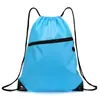 Mochila con cordón personalizada de 210d para senderismo al aire libre y ocio, bolsa de viaje portátil impermeable con logotipo impreso