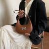 Bolsa de Lado Estilo Francês com Laço e Meia-Lua para Mulheres, Novo Modelo Verão 2026, Texturizada, Fashion, Bolsa de Ombro Simples, Bolsa de Braço
