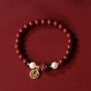 Pulsera de Perlas de Cinabrio de Alto Contenido de Mineral en Bruto Huiya Jewelry para Mujer Aterrizaje Loto Año de la Vida Regalo para Novia