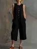 Macacão Casual Retro Sem Mangas Branco de Perna Larga Cropped Novo Primavera e Verão Transfronteiriço Europeu e Americano 2026