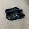 Mules cerrados tipo Birkenstock negros unisex para mujer, calzado de verano para exterior, nuevo modelo 2026, piel genuina, pantuflas retro de suela gruesa