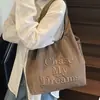 Bolso de Hombro Tipo Tote Coreano Ins Moda Perezosa Bordado Tridimensional, Versátil para Uso Diario, Bolso de Compras Simple y Ligero, Personalizable