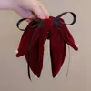 2026 Nuevo Estilo Pinza para el Cabello con Lazo Grande de Terciopelo Rojo, Accesorio para el Cabello para Niñas, Tocado de Princesa Nupcial de Borla de Alta Gama