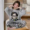 Pijama infantil para primavera e outono, modelo fino de manga longa em modal para meninas, novo modelo para meninas mais velhas, roupa de casa popular