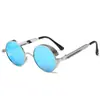 Gafas de sol retro para hombre con montura redonda, coloridas y con efecto vaporoso, estilo europeo y americano, con lentes metálicas, reflectantes, estilo punk, con bisagras de resorte