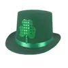 Chapéu Mágico Lincoln de Trevo com Lantejoulas Verdes Fantasia Vestido para o Dia de São Patrício Chapéu Alto Verde