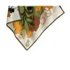 Lenço Quadrado de Seda Estilo Artístico Japonês e Coreano de Luxo Leve com Estampa Floral de Plantas Espinha de Peixe Lenço de Seda de Alta Qualidade para Presente de Feriado Feminino