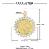 Colgante de Collar con Corona de León DIY de Cobre y Circonita para Hombres y Mujeres, Chapado en Oro Real de 18K, Alas de Corazón, Símbolo de Dólar, Joyería Hip-Hop