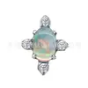 Jiangtitanium F136 Aleación de Titanio Joyería Cabeza Ópalo Aurora Incrustado con Circonita G23 Aleación de Titanio Cuerpo Joyería para Piercing Pendientes