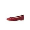 Zapatos de Boda~ Zapatos Rojos para el Año de Tu Nacimiento 2026 Primavera Nuevo Estilo Zapatos Planos con Cuero Completo por Dentro y por Fuera, Boca Baja Zapatos de Una Sola Pieza, Zapatos de Tacón Bajo para Mujer