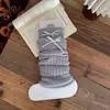 Calcetines de Algodón Calcetines Cubre Zapatos Mujer Otoño Invierno Engrosados Cálidos Cachemir Slouch Calcetines Estilo Coreano ins Raya Vertical Lazo TK Calcetines para Pantorrilla