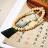 Jade Branco Natural de Hainan Raiz de Bodhi Longa DIY Esculpido Sachet de Lótus Corrente de Mão Fio de Rosário Acessórios Borla