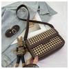 Bolsa Pequena Quadrada Retro Pied-de-Poule Feminina 2026 Nova Outono e Inverno Ins Design de Nicho Bolsa de Ombro Transversal para o Dia a Dia