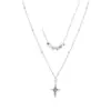 Collar Cruzado de Doble Capa de Gama Alta al por Mayor, Simple y Versátil, Cadena para Clavícula con Colgante de Perla de Nicho de Lujo Ligero para Mujer