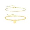Tobillera con colgante de disco de comercio exterior transfronterizo con 26 letras, moderna, actual, simple, estilo casual, cadena doble para el tobillo para mujer 2026