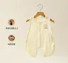 Roupa de Verão Fina Classe A para Bebê, Macacão Sem Mangas de Seda Gelada, Macacão Respirável Vazado para Recém-Nascido com Abertura na Virilha para Engatinhar