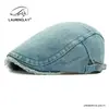 Boina de Sarja Lavada Estilo Quatro Estações para Mulheres, Boné de Baseball Personalizado Street Fashion Desgastado, Boné Britânico Retro Forward