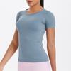Nueva Camiseta Deportiva de Manga Corta con Cuello Redondo para Mujer Transfronteriza Top para Correr y Fitness Amigable con la Piel Ajustado Transpirable Yoga Manga Corta