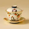 Tazón de té de cerámica de alta gama con tapa, taza de té individual para uso doméstico, adecuado para preparar té y té Kung Fu