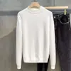 Camiseta de Tricô de Manga Longa com Gola Alta Meia-Calça, Cor Sólida, Outono e Inverno, Transfronteiriça, para Homens e Mulheres, Solta e Simples, Top Quente para Camada Interna