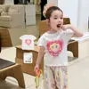 Ropa para Niñas: Camiseta de Manga Corta, Estilo Veraniego Delgado, Malla Transpirable Casual, Dibujos Animados Ropa Infantil, Top para Bebé Clase A
