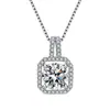 Xiaohongshu Kuaishou Douyin Influenciador Live Colar Banhado a Prata Pedra de Alto Carbono Diamante Quadrado Gota Pera Formato Pingente Feminino Atacado