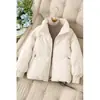 Invierno Nuevo Estilo Coreano Chaqueta de Plumas para Mujer Corta Cuello Alto Petite Tallas Grandes Gruesa Moda Abrigo Chaqueta Acolchada Moderna Negro