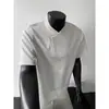 Venta Directa de Fábrica Camiseta de Manga Corta con Cremallera Diagonal Cosida y Cuello Alto para Hombre Verano Nuevo Estilo Americano Tendencia Holgada Casual