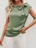 Top de Satén con Lazo en Cuello Semidescubierto Diseño Nicho Satén Ropa de Mujer Amazon Transfronterizo Europeo y Americano Nueva Camiseta