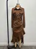 Vestido Popular Europeo y Americano Transfronterizo Delgado con Cremallera Cuello Alto Abertura Larga Estación Independiente de Amazon Otoño e Invierno 2025