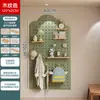 Estante de Almacenamiento de Tablero Perforado de Madera Maciza, Estante de Exhibición para Montar en la Pared para Sala de Estar, Perchero Multifuncional para Abrigos y Paraguas