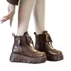 Botas estilo Martin forradas de felpa, cálidas, de cuero suave, botines, nueva colección otoño/invierno 2026, diseñadas para mujeres petite, con suelas gruesas para mayor altura, botas altas de algodón