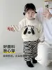 Trajes Casuais de Outono e Inverno para Meninos e Meninas, Bebês e Crianças Pequenas, Moletons e Calças Cartoon Fofos de Veludo Espessados, Conjuntos de Inverno de Duas Peças