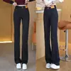 Calça jeans de cintura alta, com caimento solto, levemente flare, novidade outono e inverno 2026 feminina, forrada com fleece, casual, versátil, modeladora, moda, calça boca de sino.