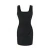 Vestido Sexy de Alça com Decote Quadrado para Mulheres 2026 Verão Novo Estilo Coreano Francês Emagrecedor Elegante Cintura Marcada Vestido Curto