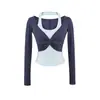 Bt923-25 Nuevo Estilo de Verano Estilo Europeo y Americano Sexy Ajustado Combinación de Colores Falso Dos Piezas Casual Top Halter Camiseta