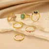 Anillo de Acero Inoxidable Europeo y Americano con Piedra Natural Turquesa Anillo de Nicho de Gama Alta Joyería para Manos de Acero de Titanio Anillo Transfronterizo