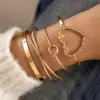 Joias Transfronteiriças Europeias e Americanas Pulseira de Corrente Simples Personalizada Pulseira Aberta Geométrica Brilhante Moda Retrô Conjunto de Pulseiras