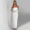 Estilo Francés Venta Caliente Transfronteriza Top Tubo Color Sólido para Mujer Espalda Descubierta con Tirantes Plisados Moda Sexy Elegante Ajustado Vestido