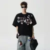 Camiseta de Manga Corta con Estampado de Letras Estilo High Street Americano para Hombre, Marca de Verano de Moda, Retro, de Gama Alta, Casual, Versátil, Top de Media Manga
