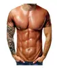 Camiseta 3D para Hombre Bodybuilding Tatuaje de Músculo Simulado Camiseta Casual Piel al Descubierto Músculos del Pecho Camiseta Artística Interesante Manga Corta