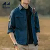 Chaqueta de trabajo ligera multibolsillos azul marino transfronteriza para hombre, nueva colección de otoño 2026, chaqueta de caza informal con cuello alto