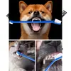 Cepillo de dientes para perro de doble cabeza cepillo de dientes para gato fabricante de cepillos de dientes bolsa OPP empaquetado individualmente suministros de limpieza dental para mascotas