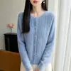 Suéter cárdigan de polar de punto trenzado con cuello redondo para mujer, adelgazante y versátil, nuevo top de primavera y otoño, ropa de mujer