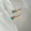 Brincos de zircônia azul turquesa em formato de cabaça para mulheres, elegantes, luxo leve, design único