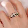 Anillo de Bambú Rojo Panda Amor Yinxi Estilo Chino Nuevo para Mujer Pequeño Lujo Ligero Estilo Literario Anillo Abierto Mejor Amiga Regalo para Mujer