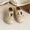 Muyu Manteng 2026 Primavera Novo Estilo Floresta Infantil Couro Macio Laço Duplo Meninas Sola Macia Sapatos de Princesa