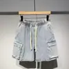 Pantalones Cortos de Mezclilla para Hombre Verano Nuevos Cintura Suelta Estilo Japonés Ropa de Trabajo Casual Media Función Elásticos 2023 Pantalones de Cinco Puntos