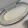 Colar de Pérolas de Vidro Brilhante Estilo Francês de Luxo Leve com Toque de Alto Padrão, Fecho Pig Nose de Zircônia Cinza, Acessório de Corrente para Suéter Feminino